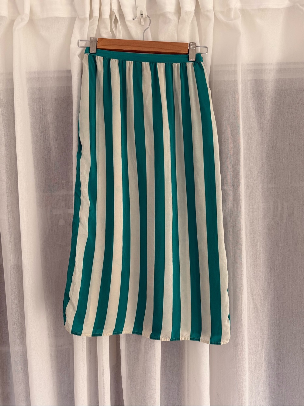 Striped Teal and White Maxi Skirt